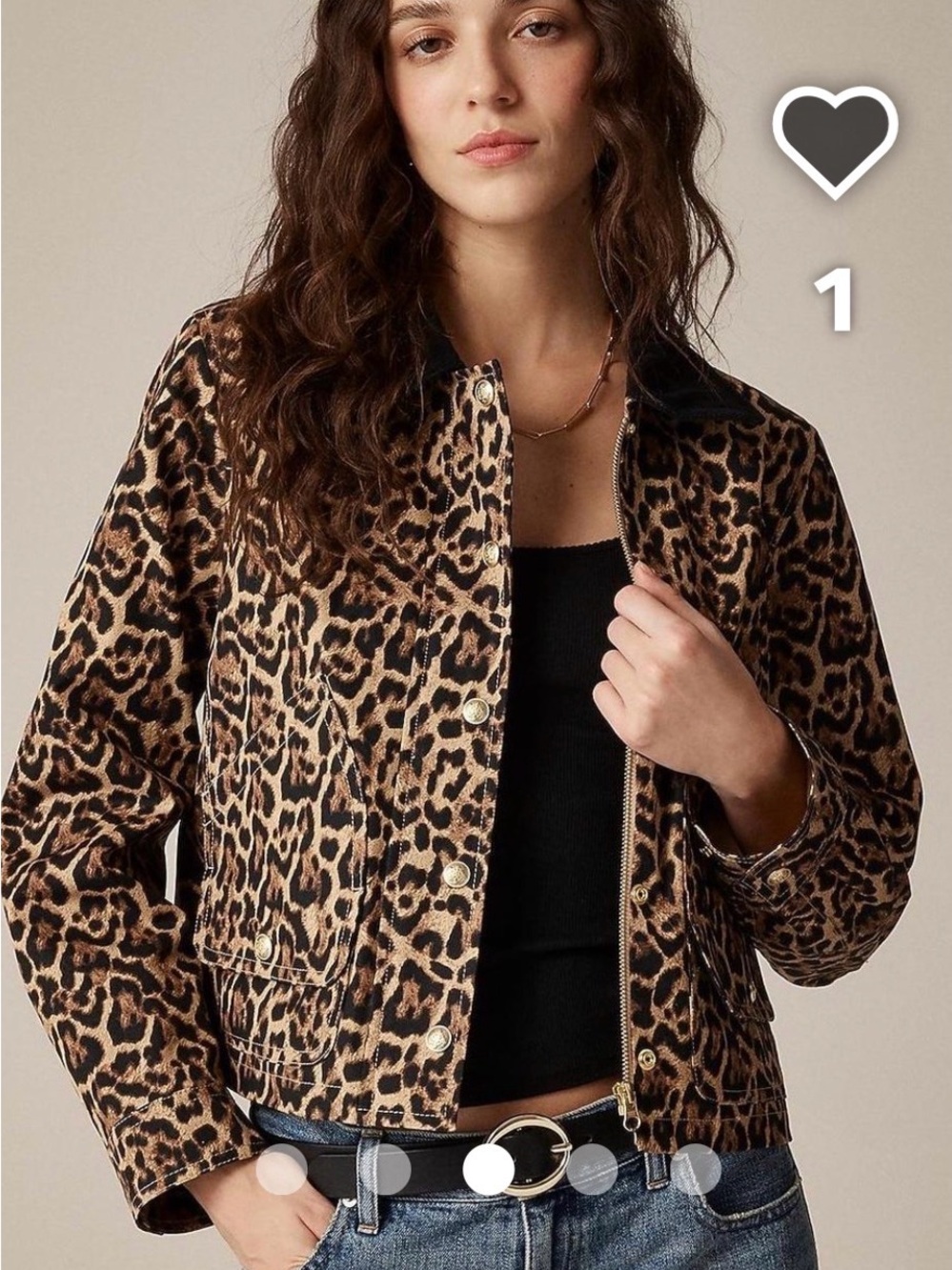 J. Crew Leopard Print Barn Jacket with Black Collar - Picture 2 of 10